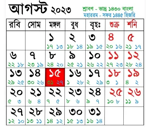 বাংলা মাসের কত তারিখ আজ