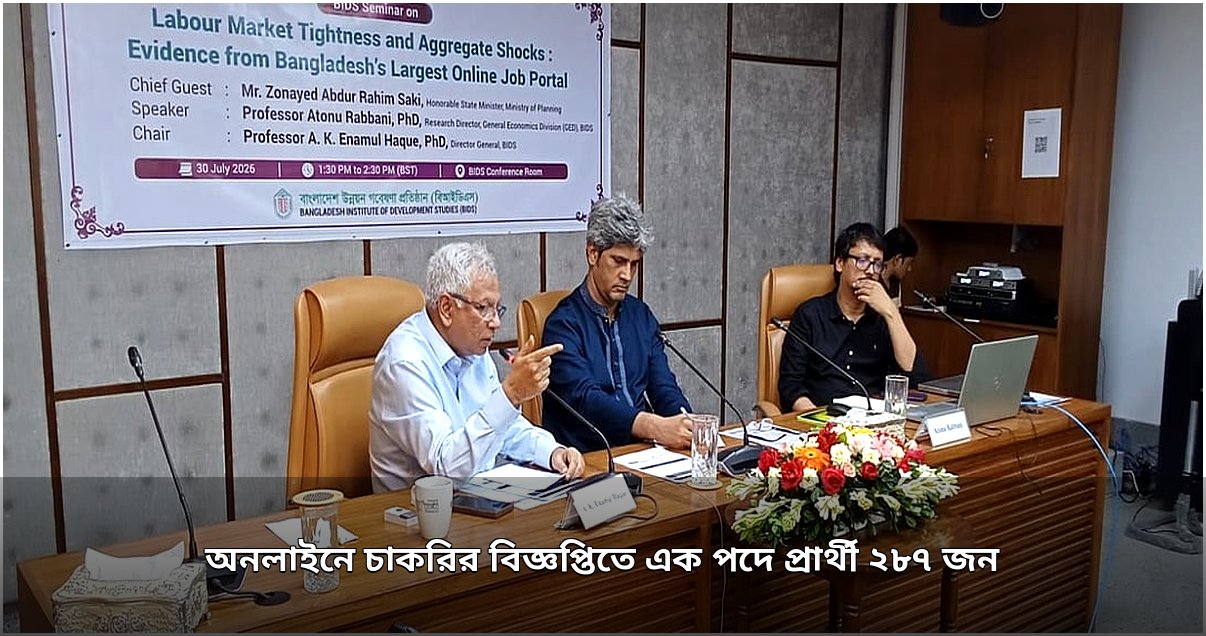 অনলাইন চাকরিতে প্রতি পদে ২৮৭ আবেদনকারী: বিআইডিএস প্রতিবেদন