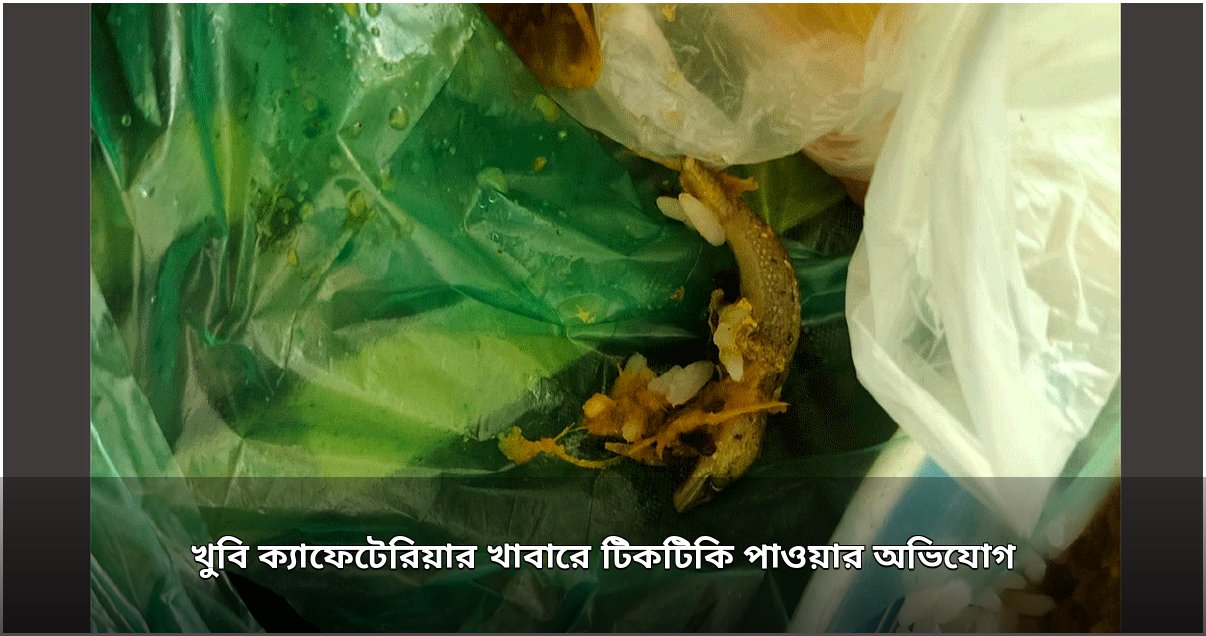 খুলনা বিশ্ববিদ্যালয়ের ক্যাফেটেরিয়ার খাবারে টিকটিকি পাওয়ার অভিযোগ খুলনা বিশ্ববিদ্যালয়ের ক্যাফেটেরিয়ার খাবারে টিকটিকি পাওয়ার অভিযোগ