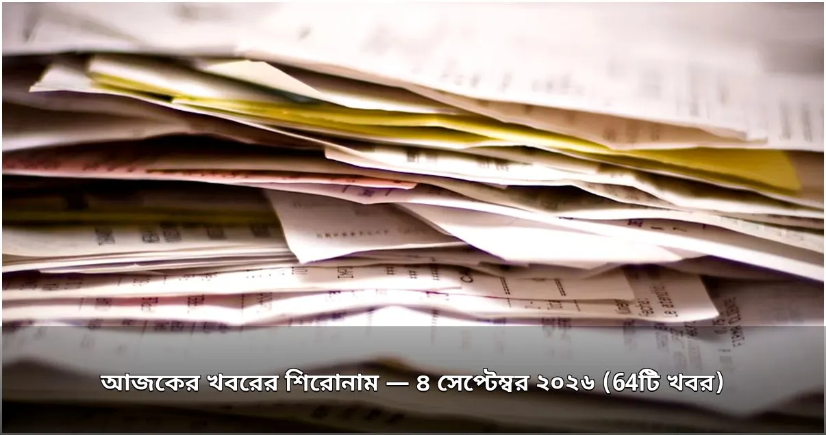 আজকের খবরের শিরোনাম — ৪ সেপ্টেম্বর ২০২৬ (64টি খবর)