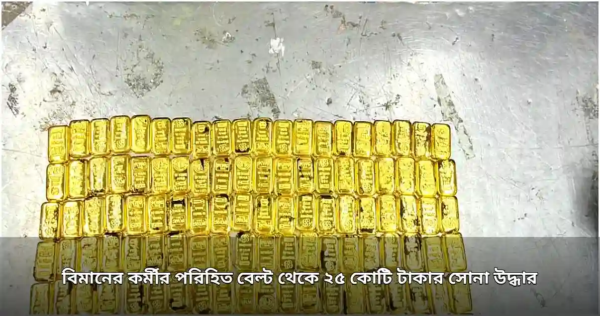 বিমান কর্মীর বেল্টে ২৫ কোটি টাকার সোনা, শাহজালালে জব্দ বিমান কর্মীর বেল্টে ২৫ কোটি টাকার সোনা, শাহজালালে জব্দ