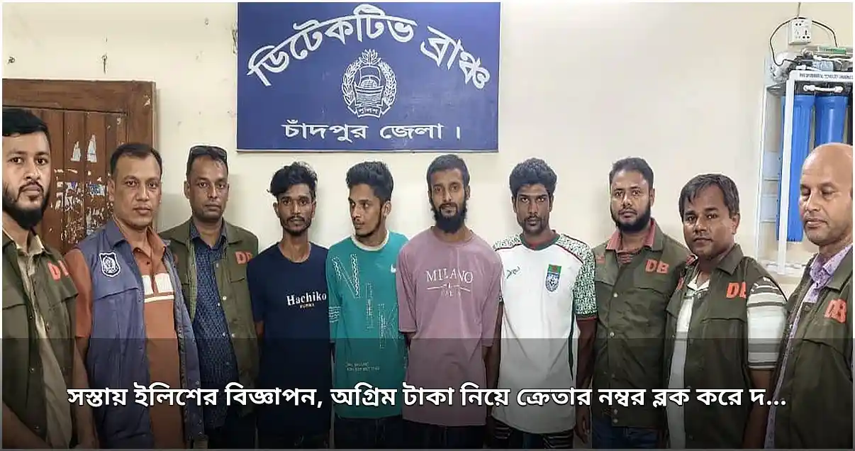 অনলাইনে ইলিশ প্রতারণা: নড়াইল থেকে চারজন গ্রেপ্তার, জব্দ ফোন ও টাকা