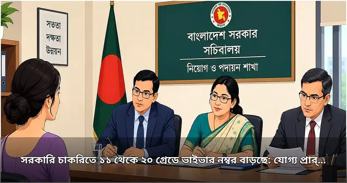 সরকারি চাকরিতে ১১-২০ গ্রেডে ভাইভার নম্বর বৃদ্ধি: নতুন নিয়োগ কাঠামো