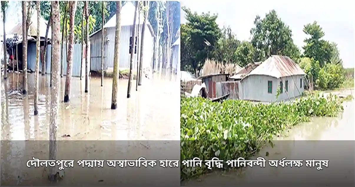 পদ্মার পানি বৃদ্ধিতে দৌলতপুরে পানিবন্দী অর্ধলক্ষ মানুষ, বন্ধ ২৫ শিক্ষাপ্রতিষ্ঠান