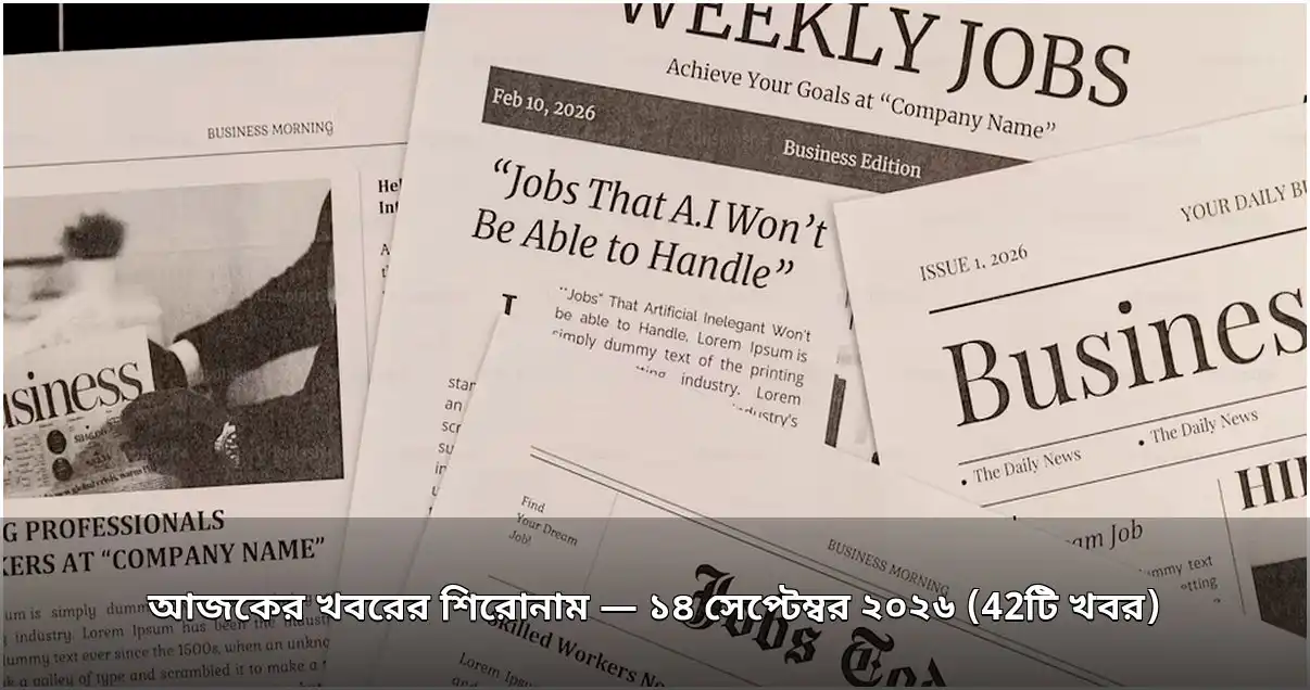 আজকের খবরের শিরোনাম — ১৪ সেপ্টেম্বর ২০২৬ (42টি খবর)